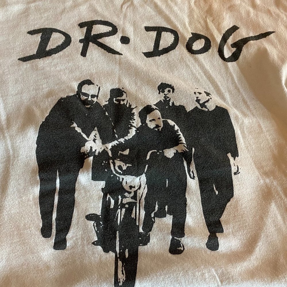 "Dr. Dog" White Band Tee Shirt w/ Motorcycle